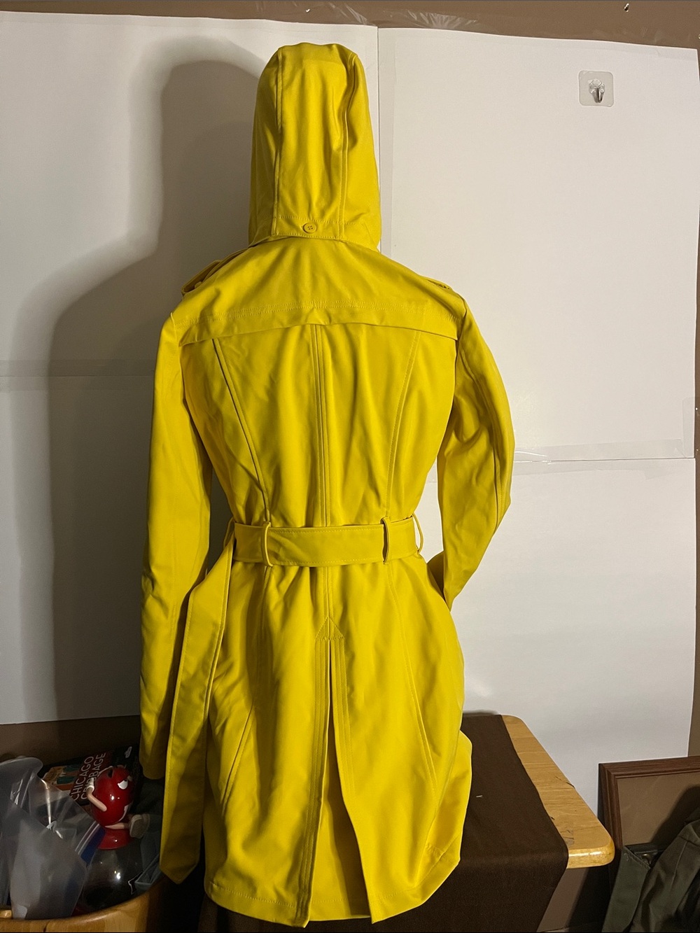 🌹NWT water resistant jacket asymmetrical zipper bright yellow hood - Picture 7 of 9